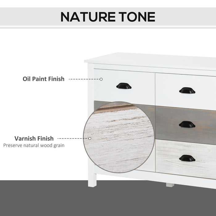 6-Drawer Side Cabinet Home Organizer - Spacious Storage Unit with Round Handles - Perfect for Bedroom & Living Room Organization
