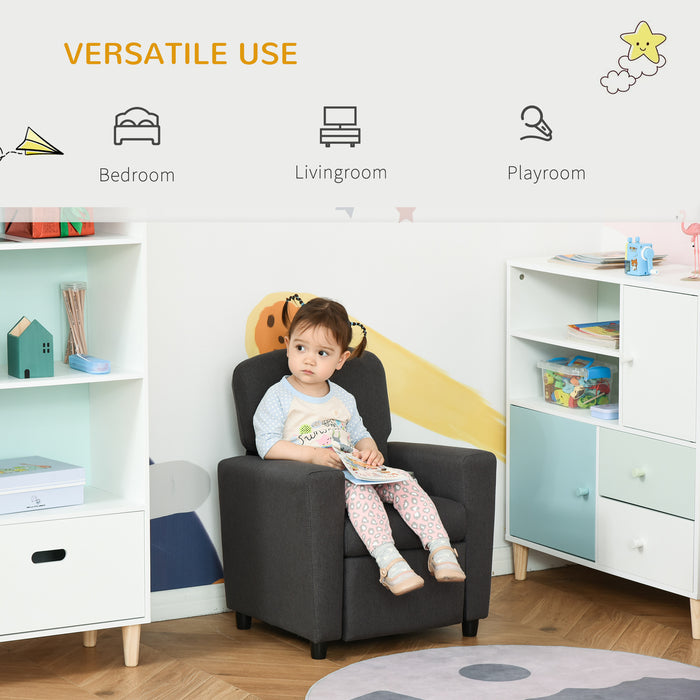 Kids Convertible Sofa Chair with Footrest - 2-in-1 Design, Playroom Bedroom Furniture, 55x50x67cm, Grey - Perfect for Children's Comfort and Play