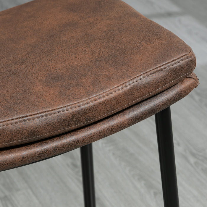 Industrial Style Bar Chairs - Set of 2 Microfibre Upholstered Stools with Curved Seats and Steel Frame - Perfect for Breakfast Bars and Kitchen Islands