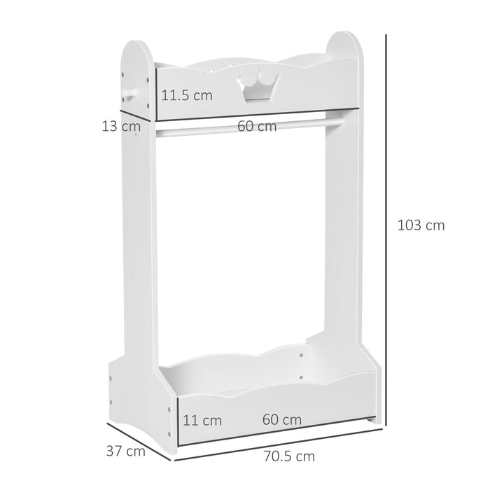 Children's Freestanding Wardrobe with Shelves - Wooden Clothes Rack and Hall Tree for Kids - Ideal Storage Solution for 3-8 Years Old Toddlers