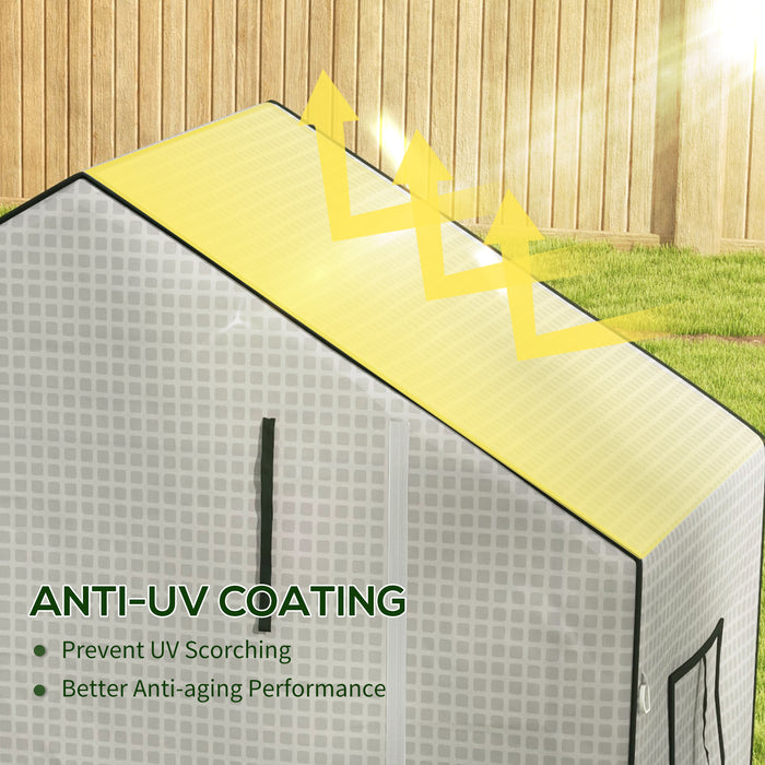 Walk-In PE Greenhouse Cover with Roll-Up Door and Windows - Durable Replacement 140x73x190cm Hot House Cover, White - Perfect for Gardeners and Home Farming Enthusiasts