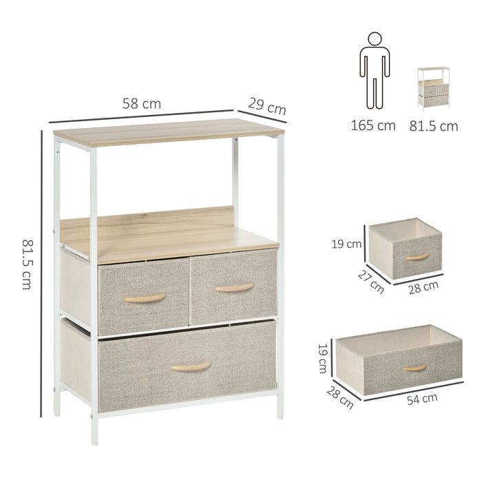 3-Drawer Fabric Storage Organizer - Bedroom and Living Room Chest of Drawers - Space-Saving Unit for Clothing and Essentials