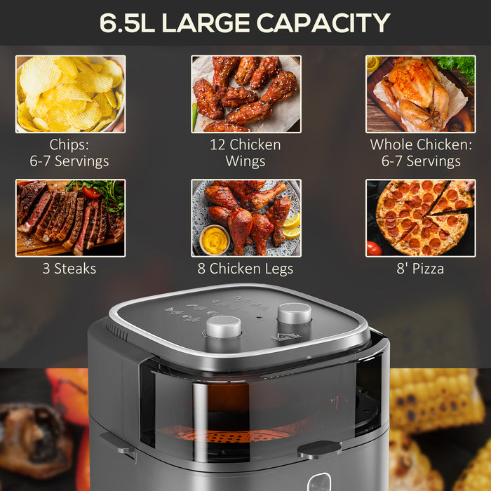 Rapid Air Circulation Family Air Fryer - 6.5L Oil-Free Cooking & Included Recipes - Adjustable Temperature with 60-Minute Timer for Healthier Meals