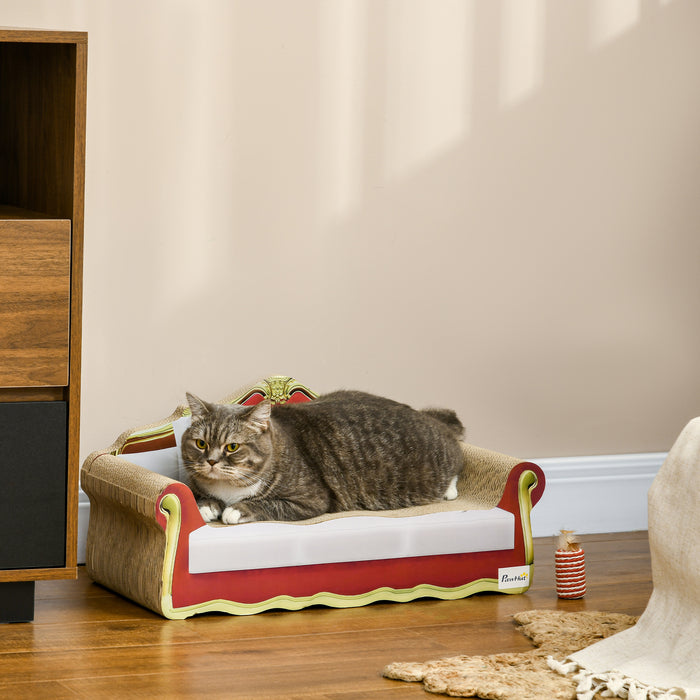 Eco-Friendly Cat Scratching Board - Durable Cardboard Lounge and Bed Combo with Catnip Included - Perfect for Cat Scratching, Lounging, and Napping (58 x 29.5 x 29cm)