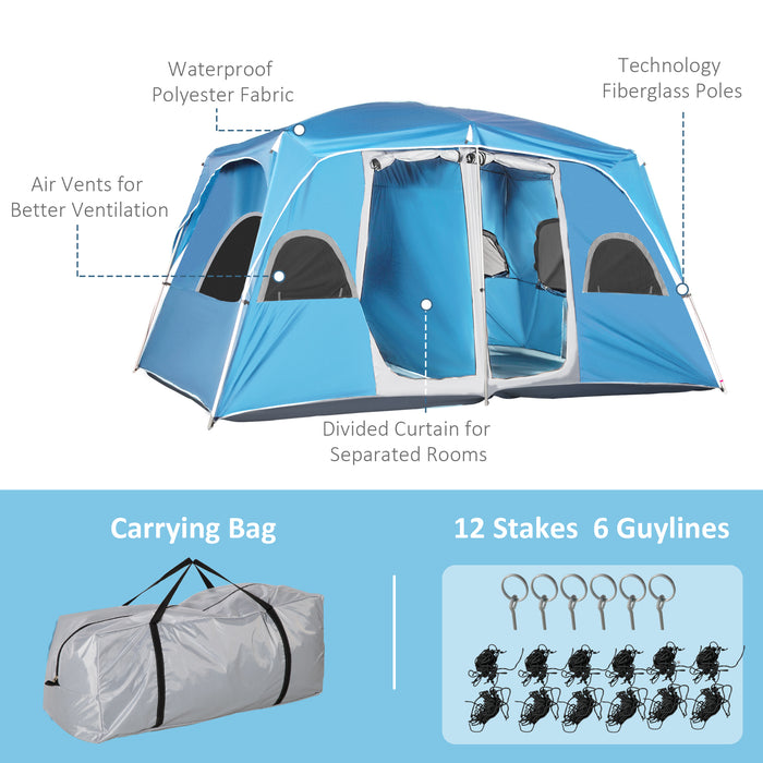 Family-Size Outdoor Shelter - 4-8 Person 2-Room Camping Tent with Mesh Windows and Easy Set-Up - Ideal for Backpacking, Hiking, and Group Trips